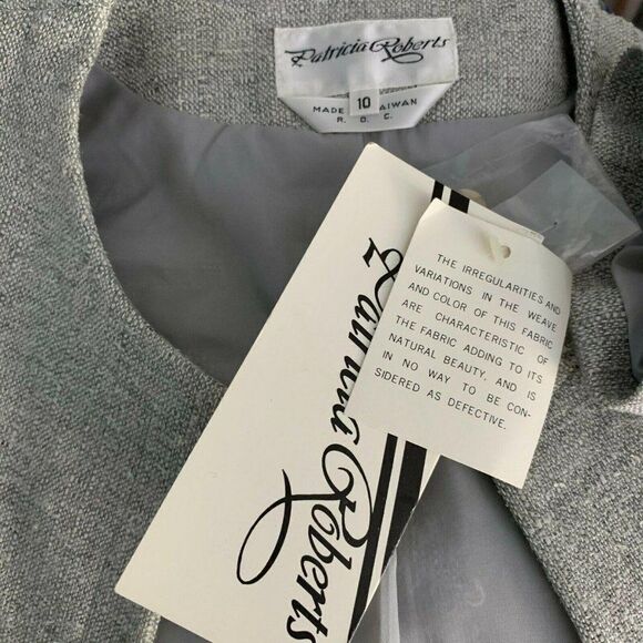 Vintage Linen Blazer Skirt Suit Set Size S Grey - Picture 10 of 10